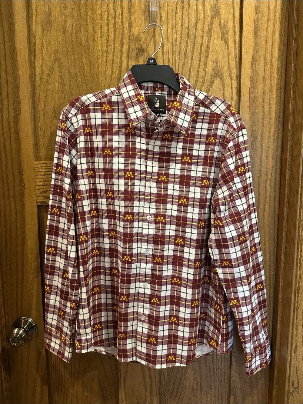 Minnesota Gophers Maroon Plaid Button-Down Shirt NWT